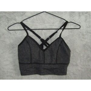 Beyond Yoga Strappy Crisscross Back Sports Bra Black Heathered Size S